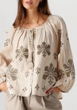 DAMES SUMMUM blouses longsleeve top linen heavy embroidery