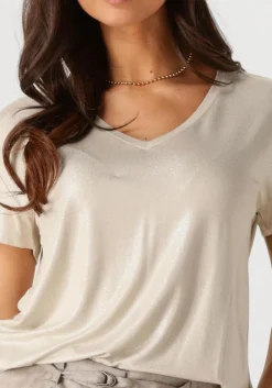 DAMES SUMMUM t-shirt v-neck top metallic coated jersey