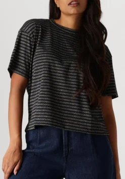 DAMES SUMMUM e top shortsleeve top lurex rib stripe