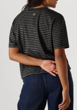 DAMES SUMMUM e top shortsleeve top lurex rib stripe