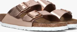 DAMES BIRKENSTOCK bronzen slippers arizona met shine