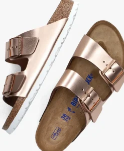 DAMES BIRKENSTOCK bronzen slippers arizona met shine
