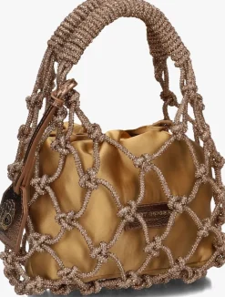 DAMES KURT GEIGER LONDON bronzen handtas sm macrame crystal bag