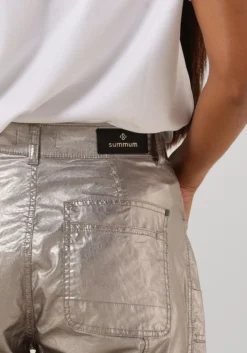DAMES SUMMUM bronzen pantalon loose tapered pants foil coated twill