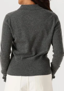 DAMES CLOSED donkergrijze trui cardigan with collar