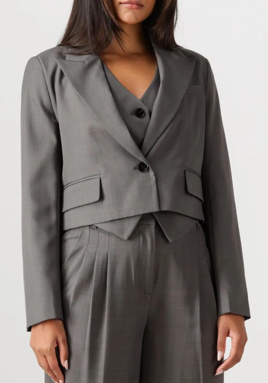 DAMES CO'COUTURE donkergrijze blazer liane blazer