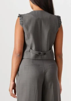 DAMES CO'COUTURE donkergrijze gilet liane frill tailor vest