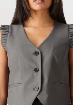 DAMES CO'COUTURE donkergrijze gilet liane frill tailor vest