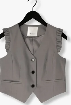 DAMES CO'COUTURE donkergrijze gilet liane frill tailor vest