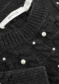 DAMES GESTUZ donkergrijze trui gztaiba deco pullover