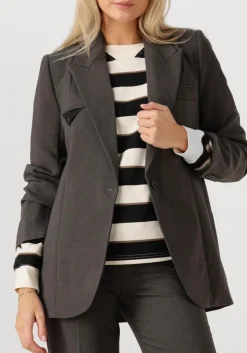 DAMES HAUTE L'AMITIÉ donkergrijze haute l'amitié blazer emerald single blazer
