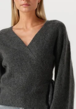 DAMES SECOND FEMALE donkergrijze vest brook knit wrap cardigan
