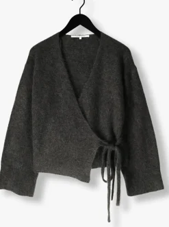 DAMES SECOND FEMALE donkergrijze vest brook knit wrap cardigan
