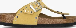 DAMES BIRKENSTOCK gele teenslippers gizeh rivet border