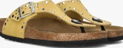 DAMES BIRKENSTOCK gele teenslippers gizeh rivet border