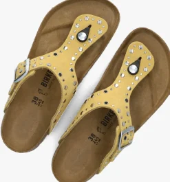 DAMES BIRKENSTOCK gele teenslippers gizeh rivet border