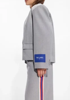 DAMES ALIX THE LABEL grijze blazer ladies woven coated herringbone blazer