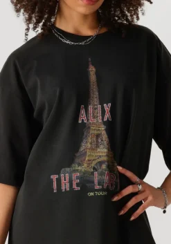 DAMES ALIX THE LABEL grijze mini jurk ladies knitted paris t-shirt dress