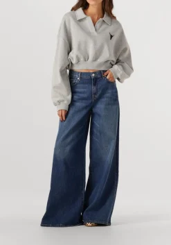 DAMES ALIX THE LABEL grijze sweater ladies knitted polo sweater