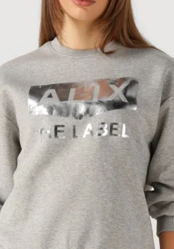 DAMES ALIX THE LABEL grijze trui foil logo sweater