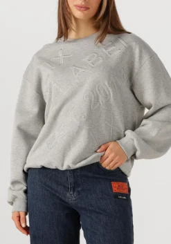 DAMES ALIX THE LABEL grijze trui ladies knitted text patches sweater