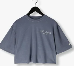 DAMES ALIX THE LABEL grijze t-shirt ladies knitted flowy cropped tshirt