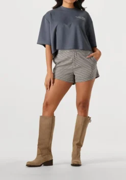 DAMES ALIX THE LABEL grijze t-shirt ladies knitted flowy cropped tshirt