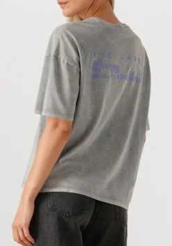 DAMES ALIX THE LABEL grijze t-shirt ladies knitted print t-shirt