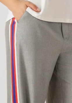 DAMES ALIX THE LABEL grijze wijde broek ladies woven coated herringbone pants