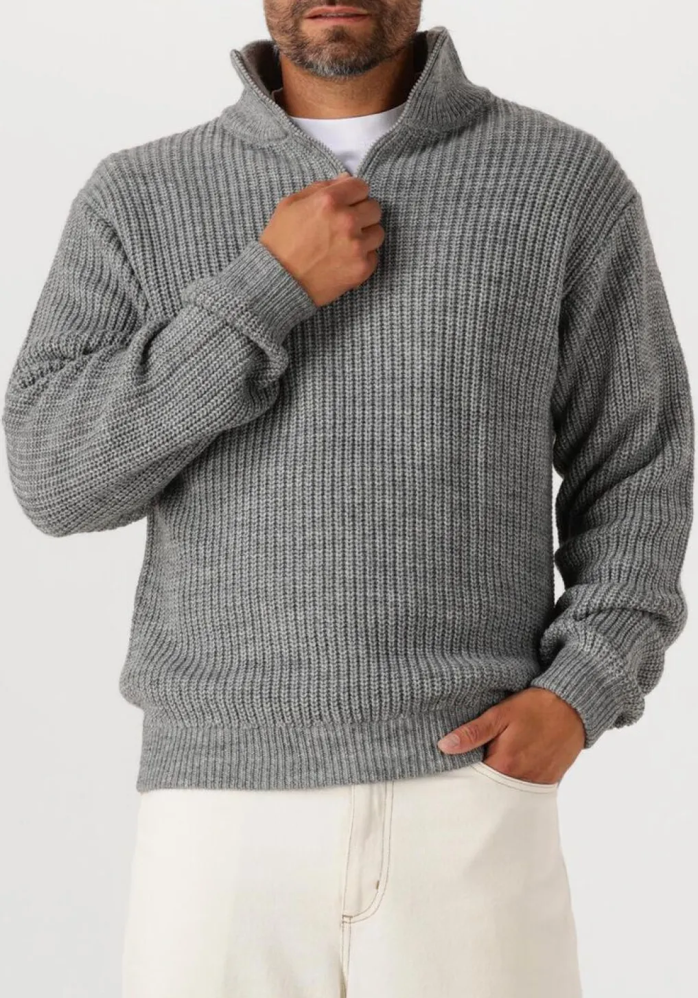 Heren AMERICAN VINTAGE grijze trui crashway half zip h