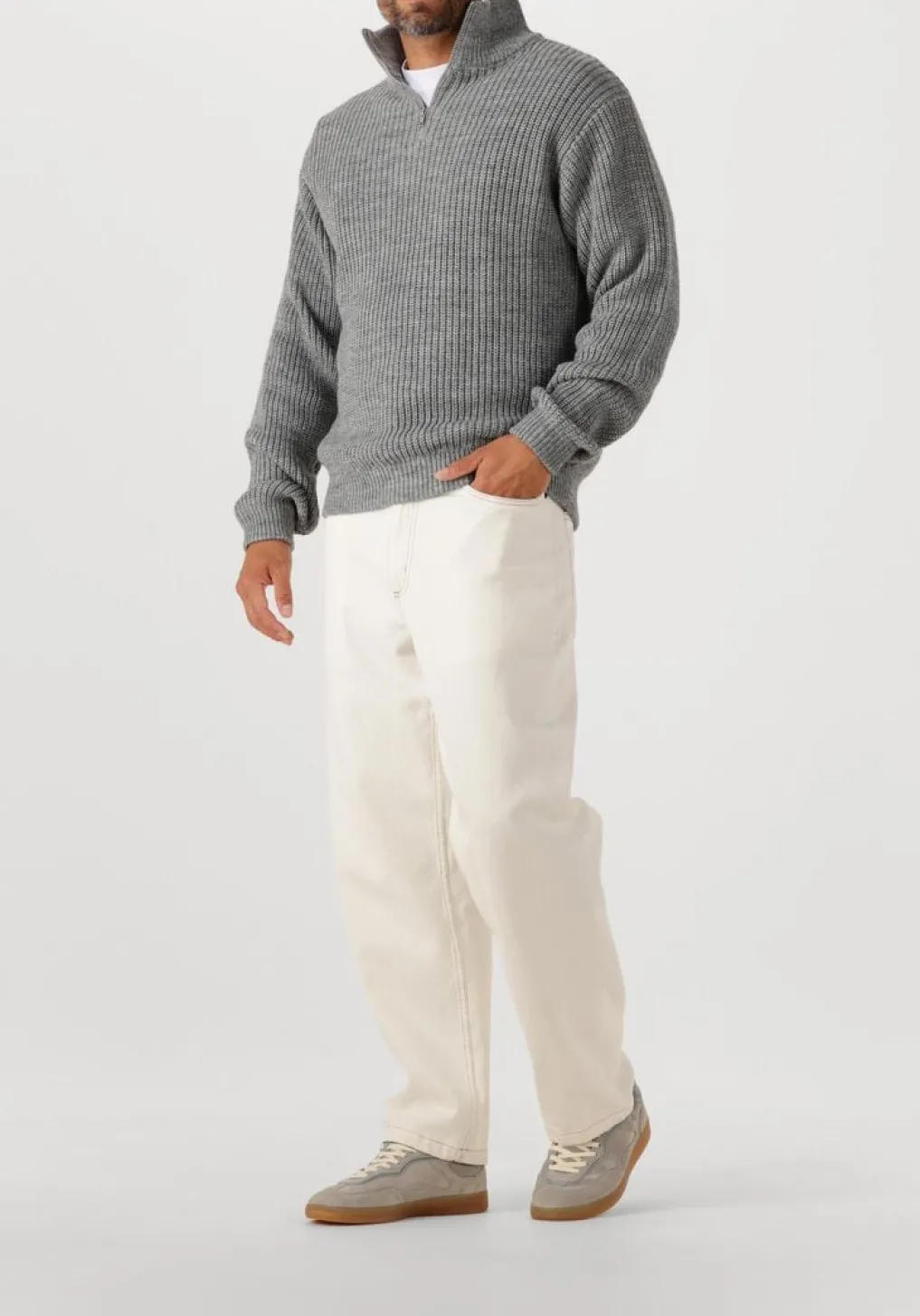 Heren AMERICAN VINTAGE grijze trui crashway half zip h