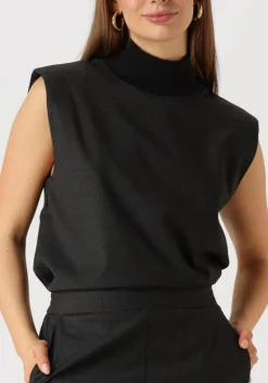 DAMES CO'COUTURE grijze gilet kaya rib turtleneck vest