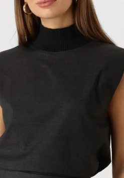 DAMES CO'COUTURE grijze gilet kaya rib turtleneck vest