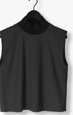DAMES CO'COUTURE grijze gilet kaya rib turtleneck vest