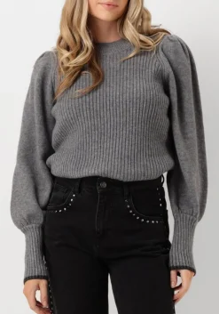 DAMES CO'COUTURE grijze trui row puff knit