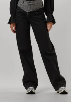 DAMES CO'COUTURE grijze wide jeans grey mix block long jeans