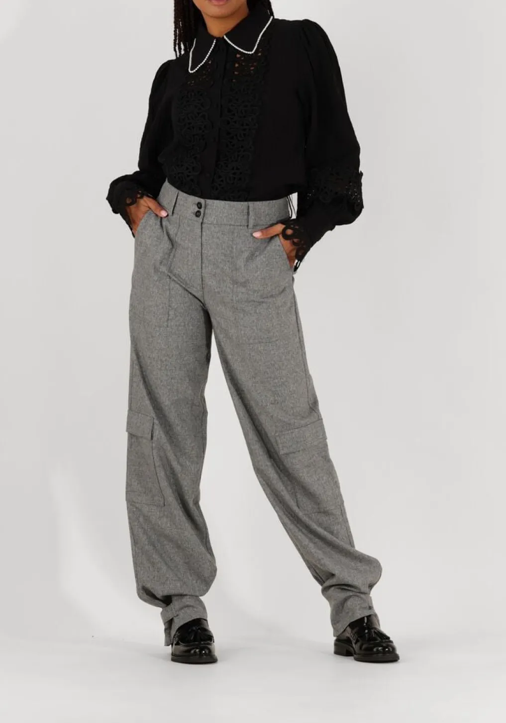 DAMES FIVEUNITS grijze cargobroeken sophia cargo strap 438