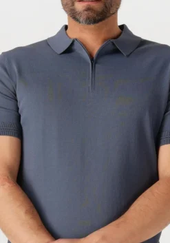 Heren GENTI grijze polo polo zip ss k2053-1260