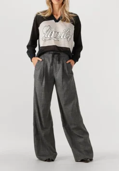 DAMES HAUTE L'AMITIÉ grijze haute l'amitié wijde broek michelle check tailor tie tall pants