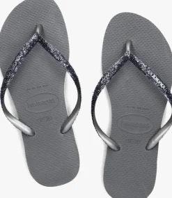 DAMES HAVAIANAS grijze teenslippers kids slim glitter ii