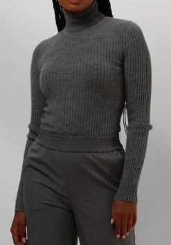 DAMES HERSKIND grijze coltrui bob blouse