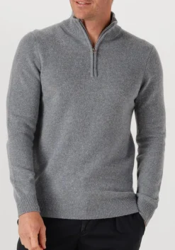 Heren PROFUOMO grijze trui pullover half zip wool blend