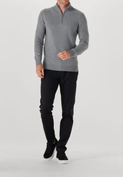 Heren PROFUOMO grijze trui pullover half zip wool blend