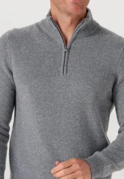 Heren PROFUOMO grijze trui pullover half zip wool blend