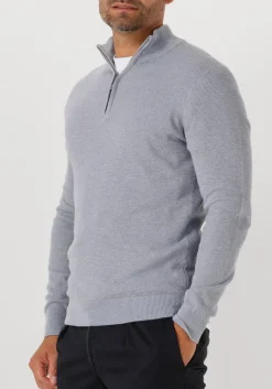 Heren PROFUOMO grijze trui pullover half zip twinkle slub