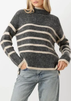 DAMES SECOND FEMALE grijze trui ovalis knit t-neck