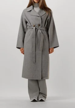 DAMES SUMMUM grijze mantel long coat wool classic