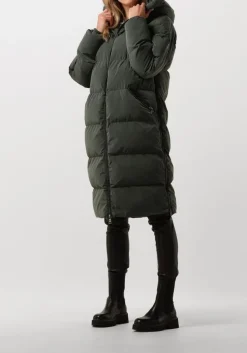 DAMES BLONDE08 gewatteerde jas lang doorgestikte jas