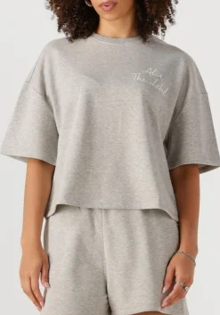 DAMES ALIX THE LABEL lichtgrijze t-shirt ladies knitted sweat t-shirt