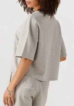 DAMES ALIX THE LABEL lichtgrijze t-shirt ladies knitted sweat t-shirt